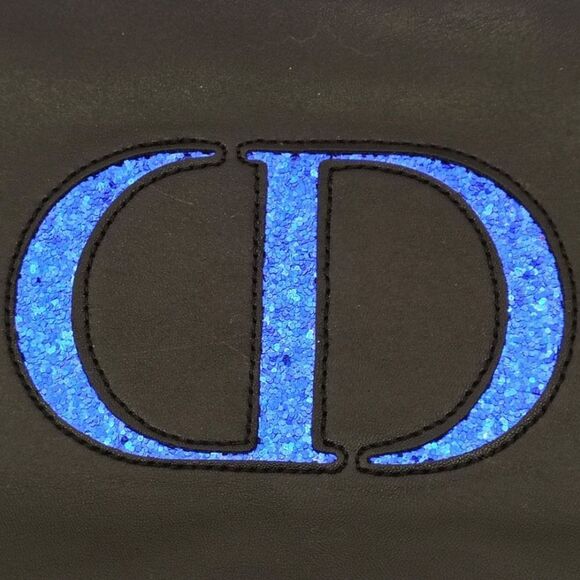 Dior Black Blue Sparkle logo Makeup Cosmetic Bag - Picture 7 of 9